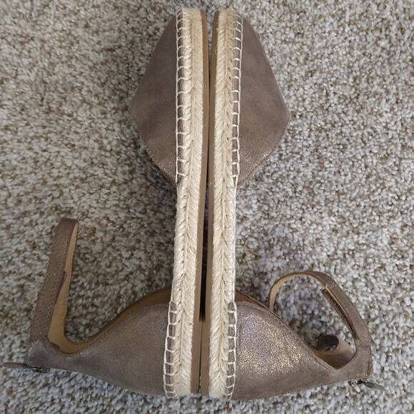 Eileen Fisher Metallic Lala Espadrille Flats Sandals Zip Back 8.5 Taupe - Picture 8 of 10